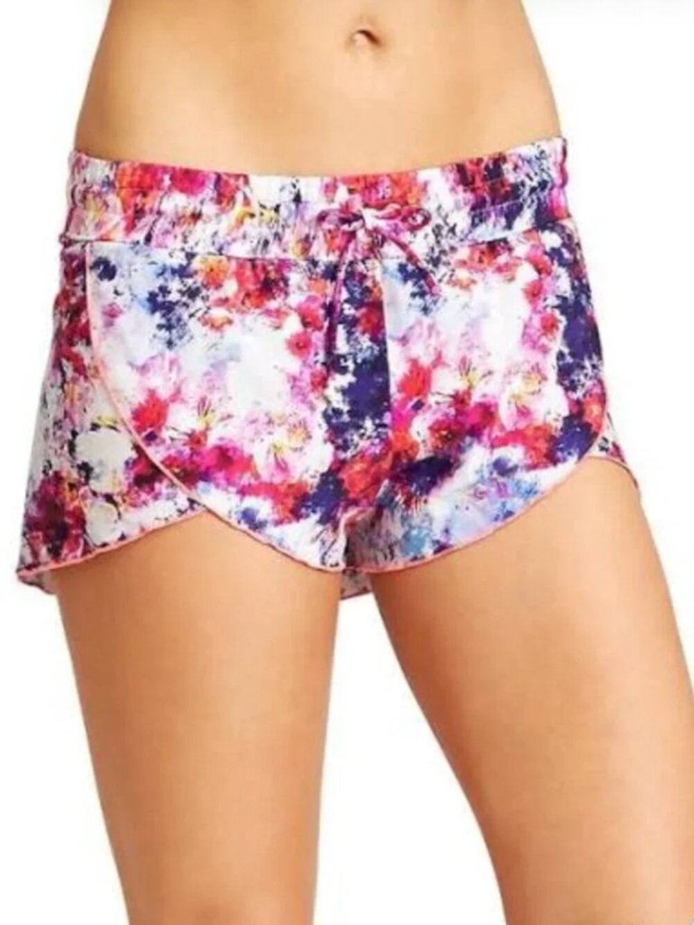Athleta Medium Hypersonic Petal Running Swim Shorts Pink Blue Bright Colorful